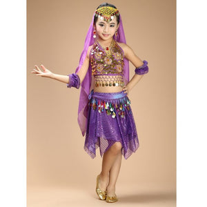 New Handmade Children Belly Dance Costumes Kids Belly Dancing Girls Bollywood Indian Performance Cloth Whole Set 6 Colors 3303