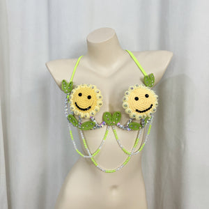 New Samba Carnival Handmade Wire Bra Smiling Sunflower Weaving Pattern For Party,EDC Carnival