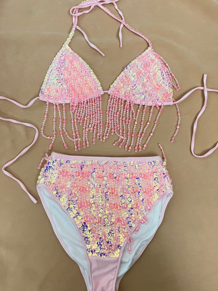 Samba Carnival Bikini And Panty Beads And Stone 2 color Handmade 2 piece BP042 For EDC Festival