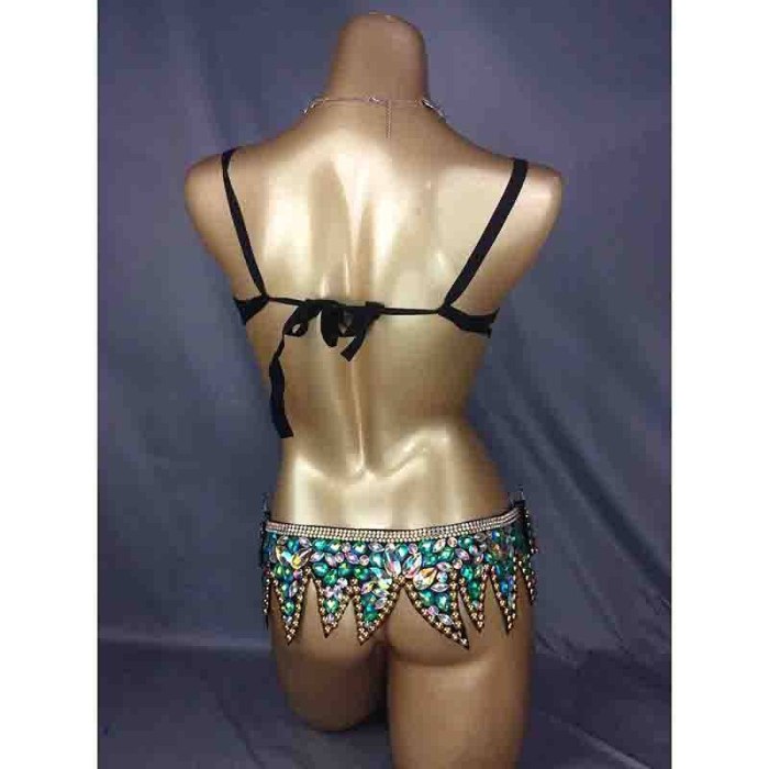 Samba Carnival Wire Bra & Belt 2pcs/Set Rainbow stones free shipping CB007