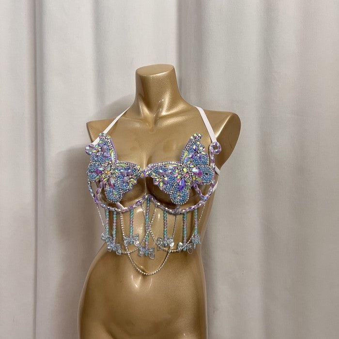 New Handmade Samba Carnival Butterfly Shape Wire Bra With Stones For EDC Festival Rave Carnival BB060