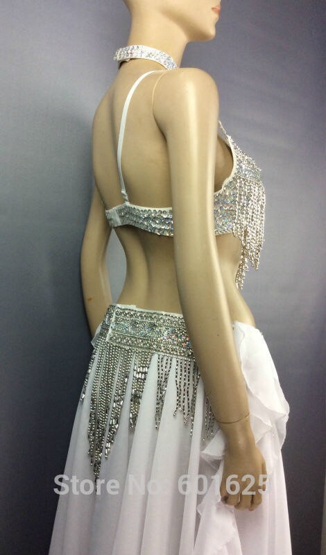 Belly dancing Performance costumes,handmade beading set bra,belt and skirt costumes,gold & silver T201+SK29