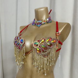 New Handmade Samba Carnival  Wire Bra With Stones For EDC Festival Rave Carnival BB053