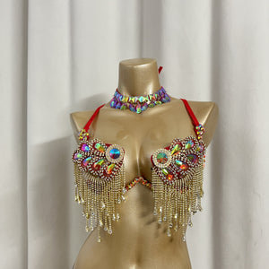 New Handmade Samba Carnival  Wire Bra With Stones For EDC Festival Rave Carnival BB053