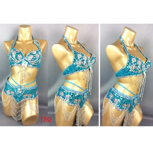 hot selling Sexy Samba Rio Carnival Costume women's belly dance costume with Turquoise Feather Head piece C209 (Turquoise)