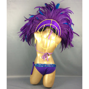 Samba Carnival Bra Belt Royal Blue Puple Stone Feather C1503