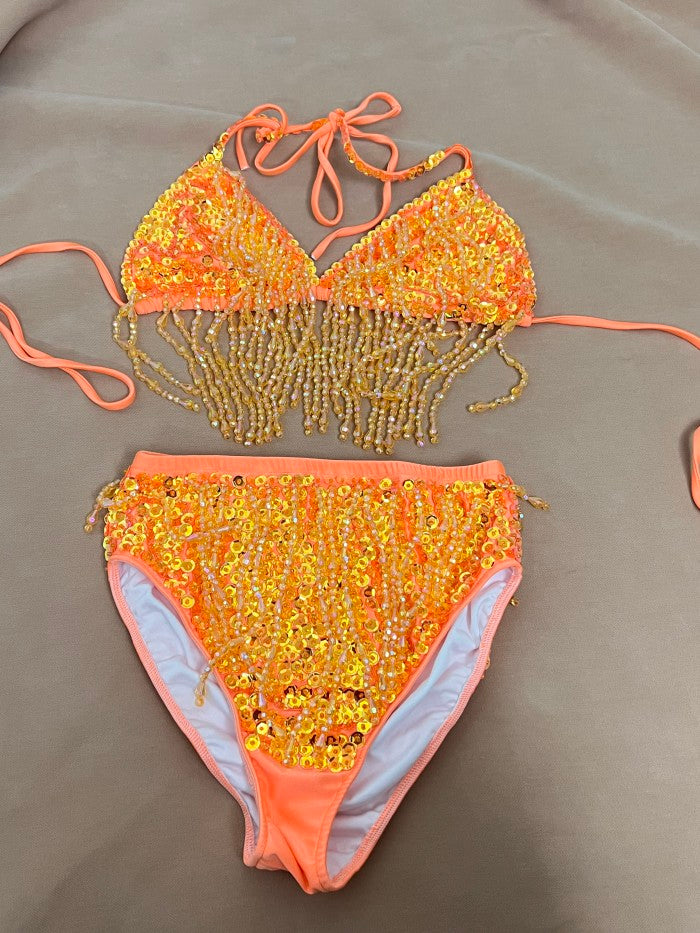 Samba Carnival Bikini And Panty Beads And Stone 2 color Handmade 2 piece BP042 For EDC Festival
