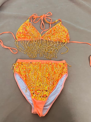 Samba Carnival Bikini And Panty Beads And Stone 2 color Handmade 2 piece BP042 For EDC Festival