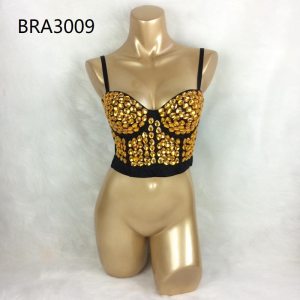 Hot Bras For Women New Punk Style Diamond Party Club Bra Black Push Up Rave Studded Bra Nightclub Bras Clubwear Dance Wear bra3009