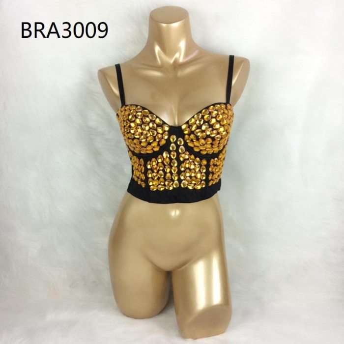 Hot Bras For Women New Punk Style Diamond Party Club Bra Black Push Up Rave Studded Bra Nightclub Bras Clubwear Dance Wear bra3009