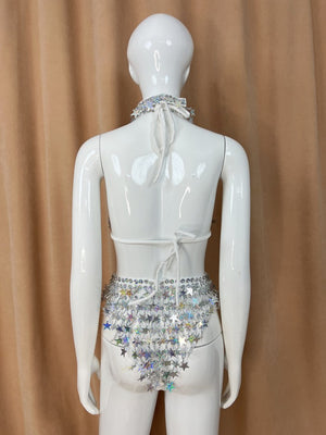 Halloween Handmade Stars Costumes Top And Bottom With Necklace 3 Piece For Performance