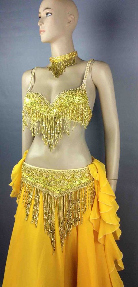 Belly dancing Performance costumes,handmade beading set bra,belt and skirt costumes,gold & silver T201+SK29
