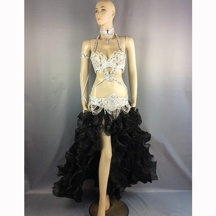 New women performance belly dance costume set carnival belly dancing clothes halloween bellydance bra&belt&skirt 5pcs suit TF1732 (5PCS/SET)
