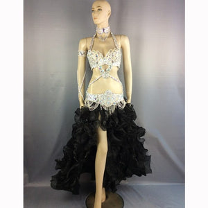 New women performance belly dance costume set carnival belly dancing clothes halloween bellydance bra&belt&skirt 5pcs suit TF1732 (5PCS/SET)