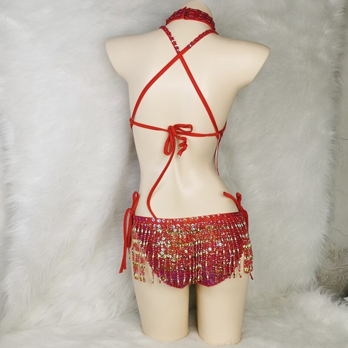 Sexy Samba Carnival Costumes Beading Sequin One-Piece Bodysuit Swimsuit Outfit Stage Performance Rave EDC Party Club Wear BS009