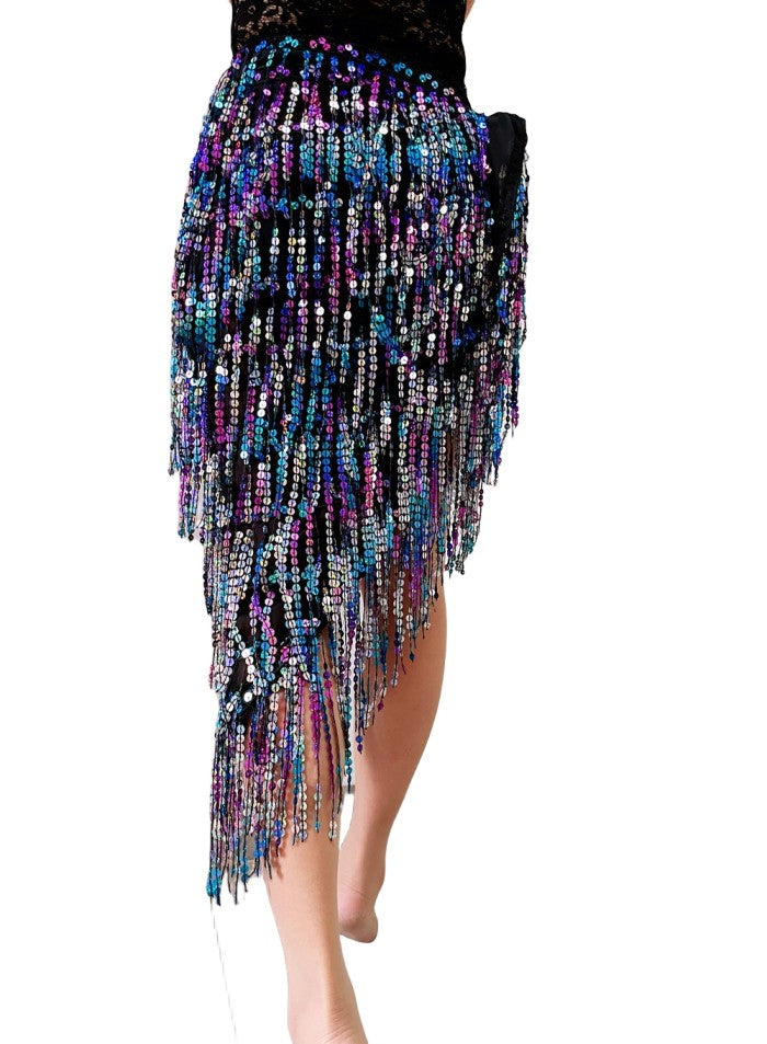 New Bellydance Hip Scarf Tassel Hip Scarves Beaded Sequins Belly Dance Waist Chain Belly Dancing Shawl Belt