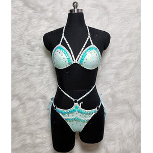 New Sexy Beading Sequined Summer Swimsuit Women 2 Pieces Bikini Shiny Swimsuit Set Monokini Swimwear Beachwear Bathing Suit