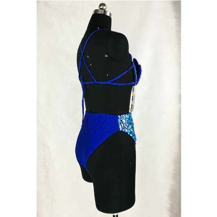 Samba Carnival Wire Bra & High Waist Bottom 2pcs/Set Stones CB010-2 RED AND ROYAL BLUE COLOR