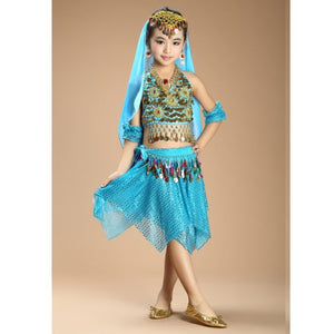 New Handmade Children Belly Dance Costumes Kids Belly Dancing Girls Bollywood Indian Performance Cloth Whole Set 6 Colors 3303