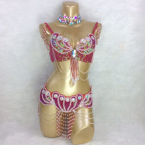 New belly dance Samba costume set BRA+belt+NECKLACE  3piece/ set ,any size,34/36/38/40/42 B/C/D/DD TF2152