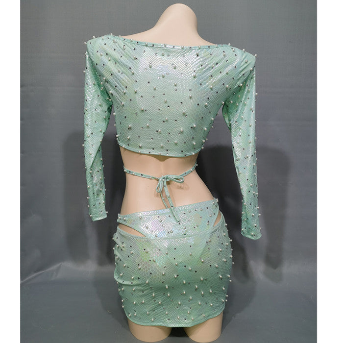 Snake Print Costume Party Costume Women Halloween Bodysuit Nightclub Rave EDC Outfit Carnival Stage Performance Clothing ED05