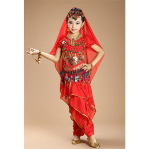 Hot selling Handmade Kids Belly Dancing Children Belly Dance Costumes Girls Bollywood Indian Performance Cloth Whole Set 3 Color 3304