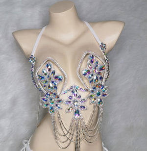 New Bra Handmade Sexy Samba Carnival Bra Stone Hollywood Women's Belly dancing Top WIRE BB026 Wire Bra