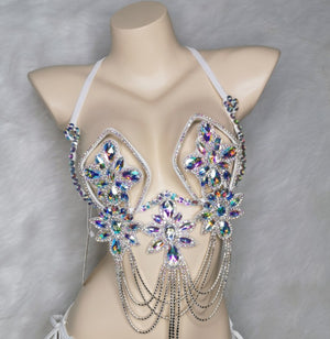 New Bra Handmade Sexy Samba Carnival Bra Stone Hollywood Women's Belly dancing Top WIRE BB026 Wire Bra