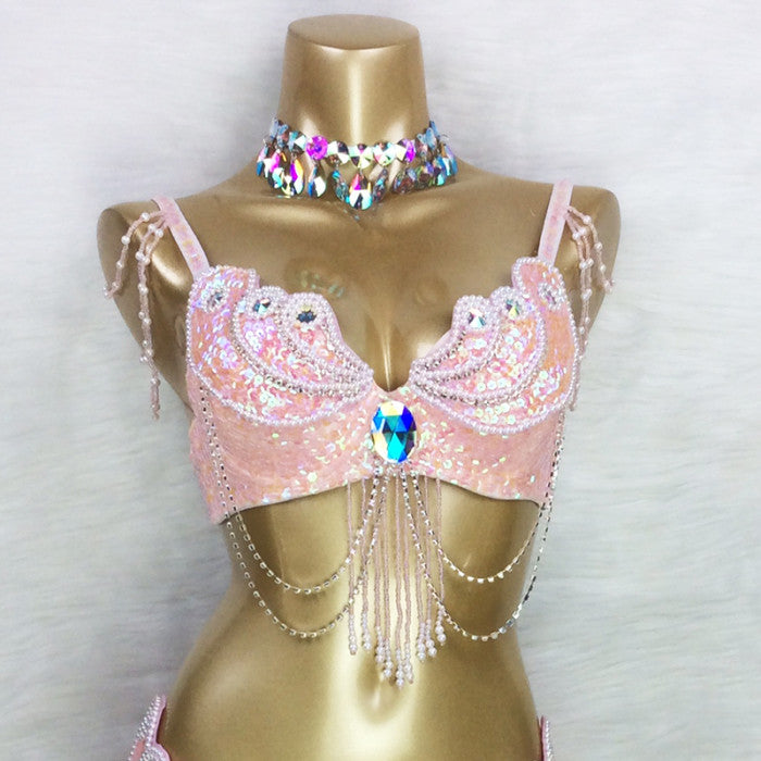 Sexy Women Beaded Sequins Belly Dance Costumes Bra Professional Belly Dancer Outfits Stage & Dance Carnival Tops BRA In USA Size  Bra2152