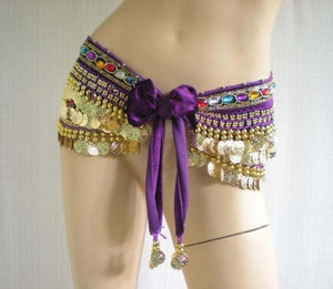 5pcs mix colors Belly dance Hip Scarf 338 coins gold/silver Coin Belt Wraps HS1015-2