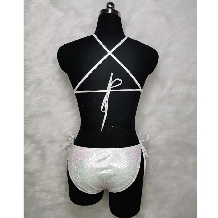 New Women Glitter Swimsuit Sexy One Piece Shiny Bikini Swimsuit Set Summer Holiday Monokini Swimwear Beachwear Bathing Suit