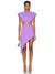 Women's Purple Asymmetric Dress with Diamond Starfish Belt and Sleeveless Hollow Design