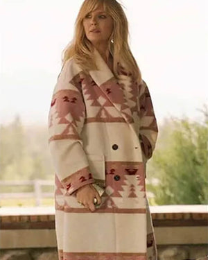 Yellowstone Beth Dutton Pink Tribal Pattern Coat