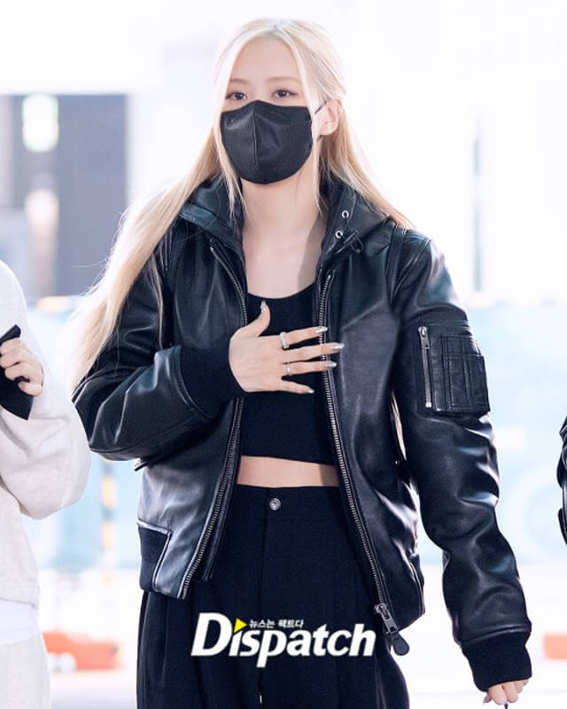 K-pop Fashion Blackpink Rose Bomber Leather Jacket Women Stylish Trendy Outerwear