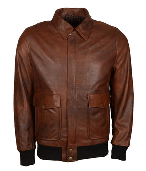 Men's Brown Leather Flight Bomber Jacket