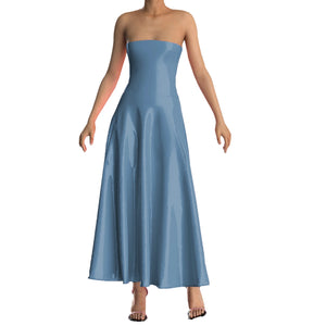 Multi-Color Women's Strapless PVC Leather A-Line Maxi Dress Ankle-Length Sleeveless Club Party Summer Dress Plus Size