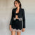 Cropped Blazer Tassel Dress Set Hook-And-Eye Placket with Scalloped Crystal Fringe Hem Mini Skirt Set