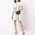 Optical Illusion Jacquard Dress - White and Black, Short Sleeve, Fluffy A-Line Mini Skirt