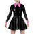 Women's PVC Leather Long Sleeve A-Line Pleated Dress Lapel Collar Party Prom Dress Office Outfit Multi-Color