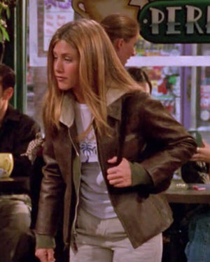 Friends S06 Rachel Green Brown Leather Jacket Iconic Sitcom Fashion