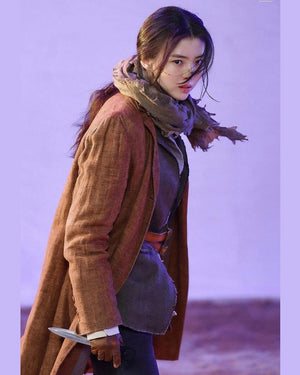 Gyeongseong Creature Han So-hee Brown Coat Vintage Motorcycle Fashion