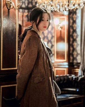 Gyeongseong Creature Han So-hee Brown Coat Vintage Motorcycle Fashion