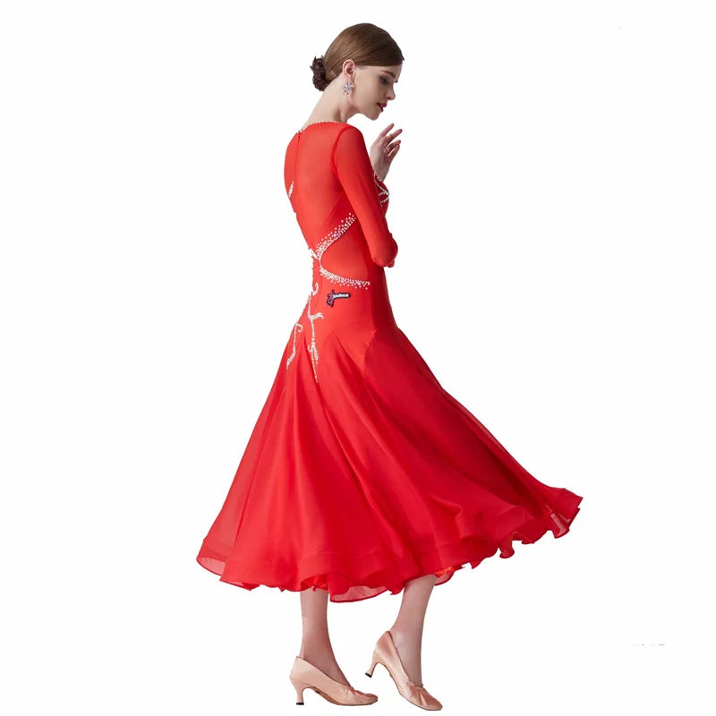 Adult Smooth Ballroom Practice Dress With Long Skirt For Training