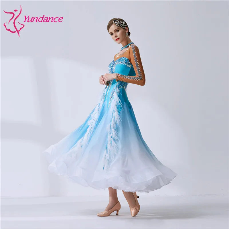 Women's Ballroom Dance Dress Long Sleeve Lace Black For Waltz Tango Competition