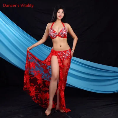 Belly Dance Female Child Adult Temperament Rhinestone Bra Suit Performance Clothes High-end Custom Competition Long Skirt