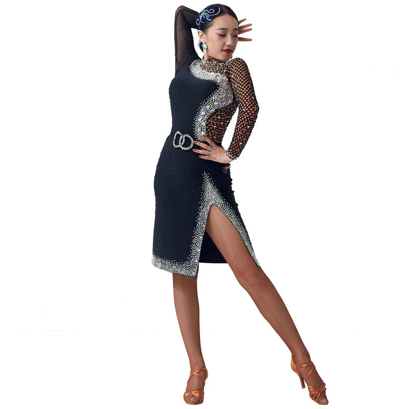 Latin Ballroom Competition Dance Dress For Adult Rumba Cha-Cha