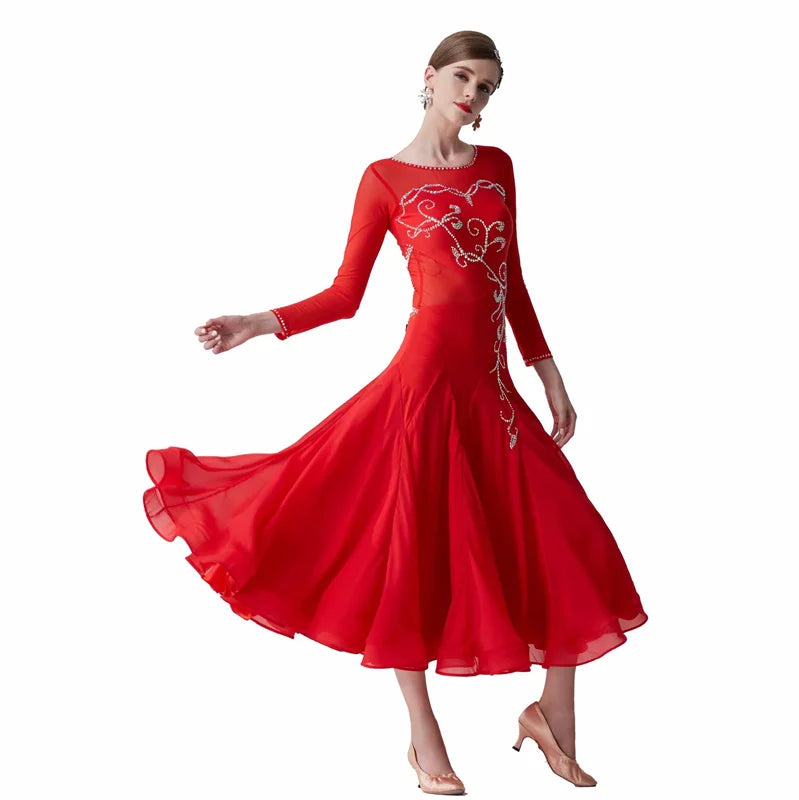 Adult Smooth Ballroom Practice Dress With Long Skirt For Training