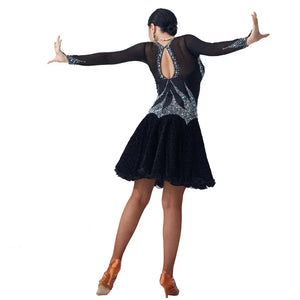Women's Black Latin Ballroom Competition Dress Customizable