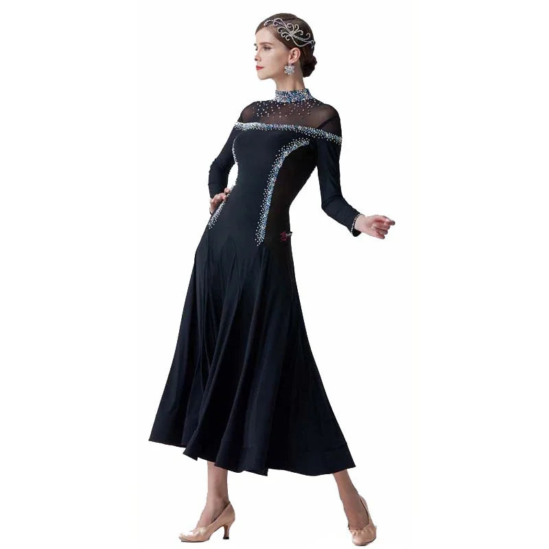 Women's Ballroom Smooth Long Sleeve Practice Dress For Training