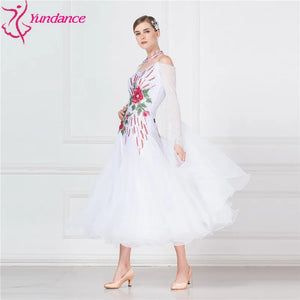 Ballroom Dance Competition Dress In White For Adult Women